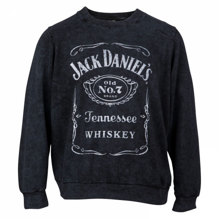 Jack Daniel's Label Women's Mineral Wash Crew Neck Fleece Sweatshirt